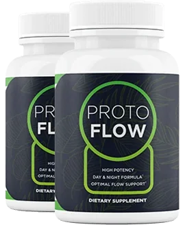 2 white Protoflow bottles with the dark navy label and green ring